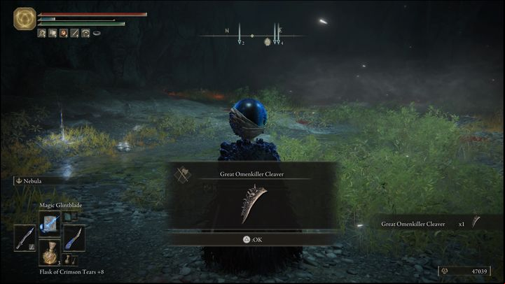 For defeating the Omenkiller and Miranda the Blighted Bloom, you will receive the Great Omenkiller Cleaver and 8,400 Runes - Elden Ring: How to beat Miranda, the Blighted Bloom? - Weeping Peninsula - Elden Ring Guide