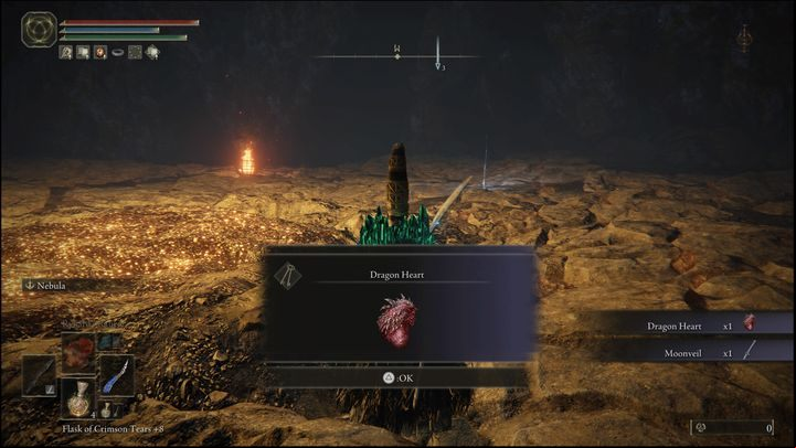 For defeating the boss version located in Caelid, you will receive a Dragon Heart, the Moonveil katana and 7,500 Runes - Elden Ring: How to beat Magma Wyrm Makar? - Liurnia of the Lakes - Elden Ring Guide