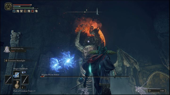 When the boss's health drops below 50%, he will start fighting on two legs - Elden Ring: How to beat Magma Wyrm Makar? - Liurnia of the Lakes - Elden Ring Guide