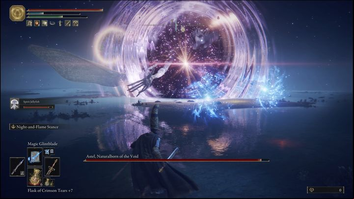 When teleporting, take advantage of the moment to heal yourself or restore your mana - Elden Ring: How to beat Astel, Naturalborn of the Void? - Lake of Rot - Elden Ring Guide