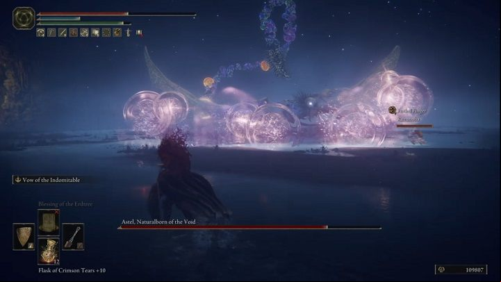 The enemy will also spread magic dust, which will then explode where it hit the ground - Elden Ring: How to beat Astel, Naturalborn of the Void? - Lake of Rot - Elden Ring Guide