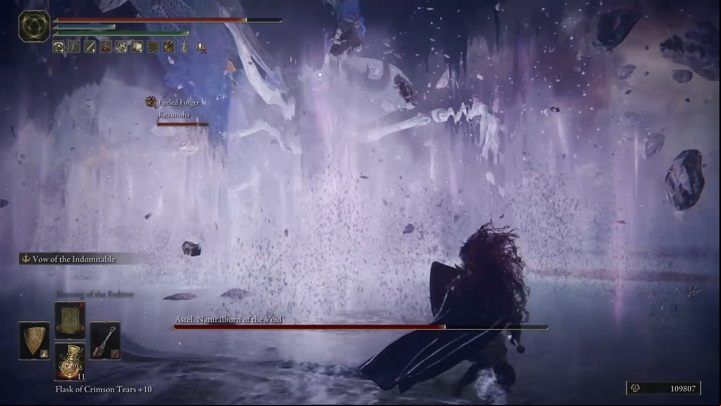 You may also notice that sometimes your opponent will tense up and the small stones around him will float upwards - Elden Ring: How to beat Astel, Naturalborn of the Void? - Lake of Rot - Elden Ring Guide