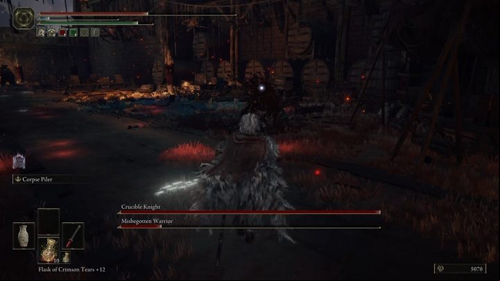 Once you get the Misbegotten down to half HP, the shield-wielding Crucible Knight will the fray - Elden Ring: List off all Legendary Armaments - Trophy Guide - Elden Ring Guide