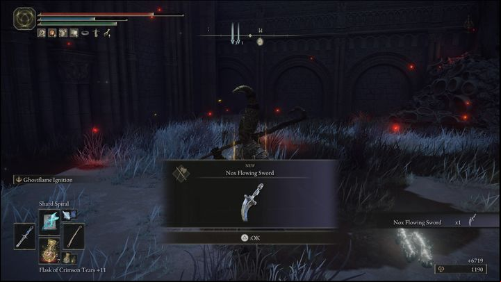 For defeating this boss you will receive a Nox Flowing Sword and 6400 Runes - Elden Ring: How to beat Nox Swordstress & Nox Priest? - Caelid - Elden Ring Guide
