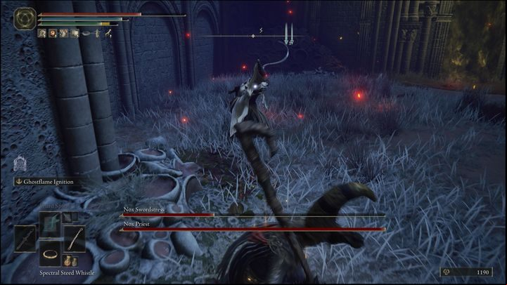 A good way to stop her attacks is to equip and use the shield - Elden Ring: How to beat Nox Swordstress & Nox Priest? - Caelid - Elden Ring Guide