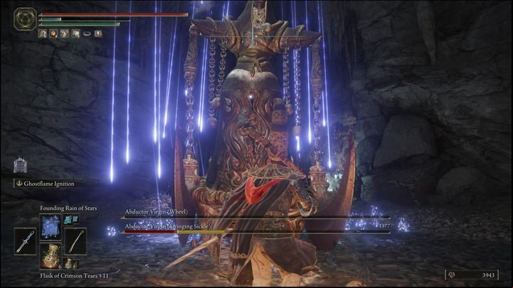 After defeating the virgin with the wheel, eliminate the one wielding the swinging sickle - Elden Ring: How to beat Abductor Virgin? - Volcano Manor - Elden Ring Guide