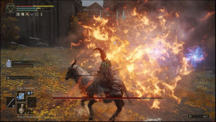 While the first stage is very similar to the regular Tree Sentinel, the second stage adds new, dangerous attacks - Elden Ring: How to beat Draconic Tree Sentinel? - Altus Plateau - Elden Ring Guide