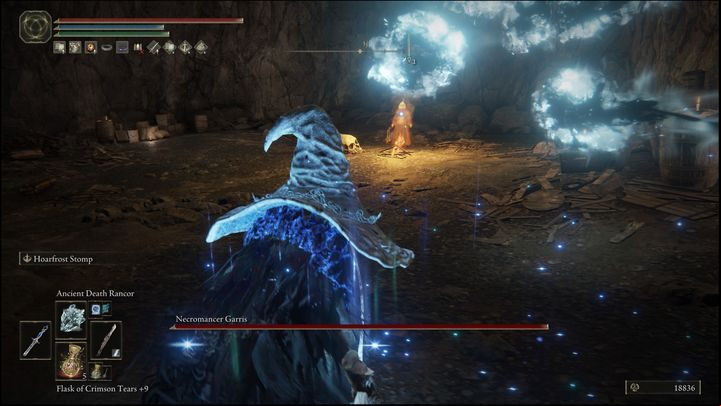 When you are separated by a long distance, he will start using rancors all the time - Elden Ring: How to beat Necromancer Garris? - Altus Plateau - Elden Ring Guide