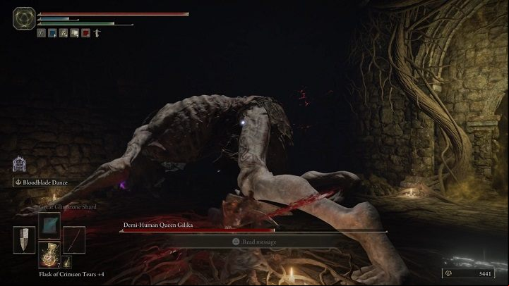 The queen becomes more aggressive once her HP drops to half - Elden Ring: How to beat Demi-Human Queen? - Altus Plateau - Elden Ring Guide