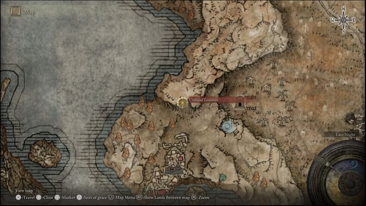 To get to the cliff, you need to turn left before the Main Gate Cross Site of Grace, towards the canyon - Shadow of the Erdtree: All Sites of Grace in main regions map - Secrets and Collectibles - Elden Ring Guide