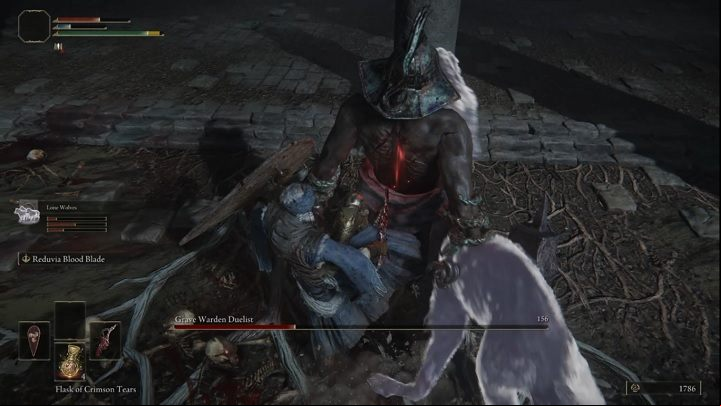 Many of the enemy's attacks have an area effect and it's rather hard to block them with a shield - even if you succeed, you will quickly lose your stamina and thus lose your balance and expose yourself to attack - Elden Ring: How to beat Grave Warden? - Limgrave - Elden Ring Guide