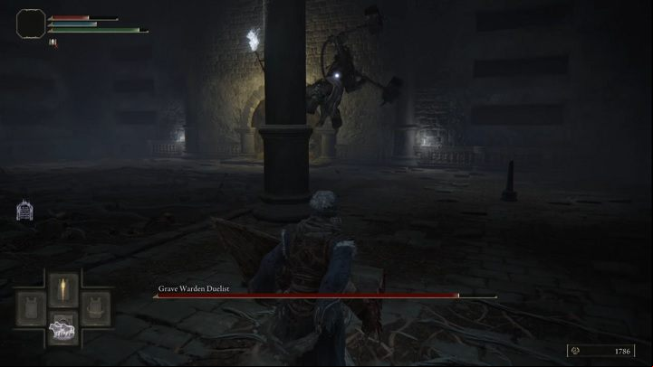 Watch out for his jump attack, which can kill characters with a lower health pool instantly - Elden Ring: How to beat Grave Warden? - Limgrave - Elden Ring Guide