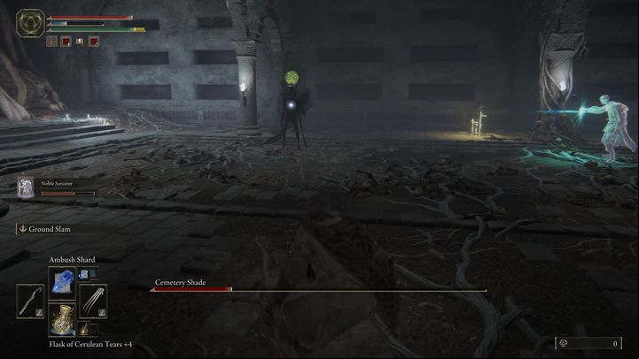 Sometimes, when the distance is quite big, the boss will start to form a green cocoon on its head - Elden Ring: How to beat Cemetery Shade? - Limgrave - Elden Ring Guide