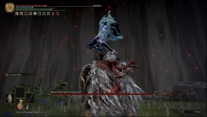 The opponent will also jump up, lifting his weapon - Elden Ring: How to beat Alecto, Black Knife Ringleader? - Liurnia of the Lakes - Elden Ring Guide