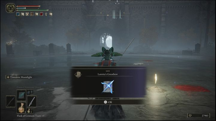 For defeating Royal Knight Loretta, you will receive 10,000 Runes, Loretta's Greatbow , which is a long-range spell, and Ash of War: Loretta's Slash - Elden Ring: How to beat Royal Knight Loretta? - Liurnia of the Lakes - Elden Ring Guide