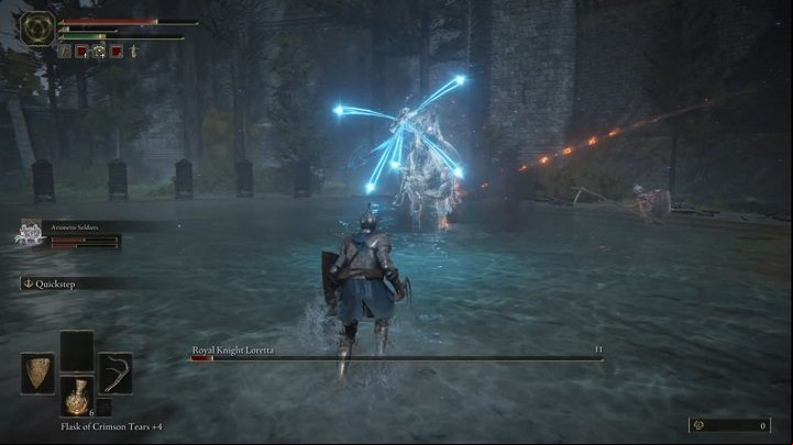 Also, watch out for the attack in which the tip of the enemy's weapon ignites - this is a signal that she will fire a few quick projectiles - Elden Ring: How to beat Royal Knight Loretta? - Liurnia of the Lakes - Elden Ring Guide