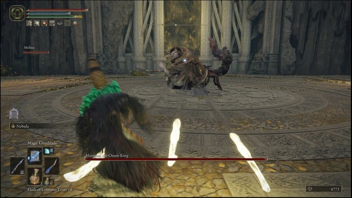 Being further away from the boss, you encourage him to use ranged attacks, such as quickly throwing three daggers or a spear at you (a slower attack) - The Elden Ring: How to beat Morgott, The Omen King? - Leyndell, the royal capital - Elden Ring Guide