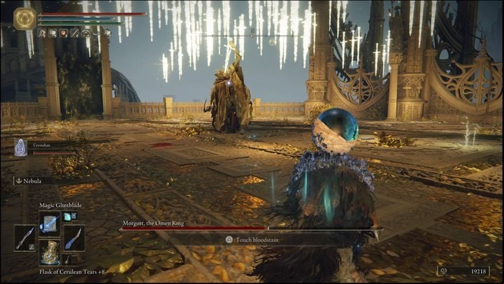 Your best chance to attack is when Morgott is creating several dozen holy swords - The Elden Ring: How to beat Morgott, The Omen King? - Leyndell, the royal capital - Elden Ring Guide
