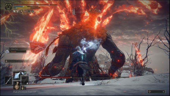 After a few seconds, the fire will extinguish, and the "second phase of attack" will begin - Elden Ring: How to beat Fire Giant? - Mountaintops of the Giants - Elden Ring Guide