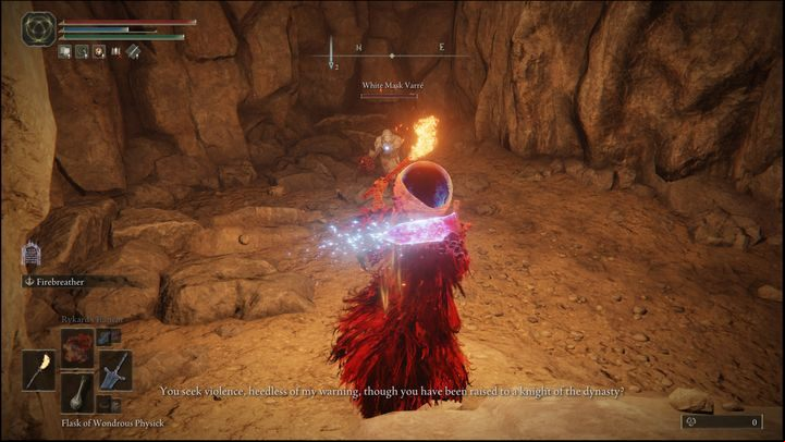 However, before you interact with the sign, leave the cave and use the Site of Grace - only then visit the Varry's world - Elden Ring: White Mask Varre - walkthrough - Quests - Elden Ring Guide