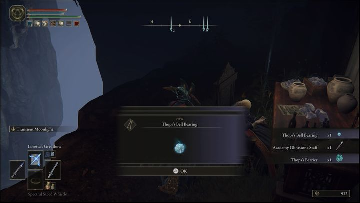 For completing the quest, you will receive Thops's Barrier , Thops's Bell Bearing and Academy Glintstone Staff - Elden Ring: Thops - walkthrough - Quests - Elden Ring Guide