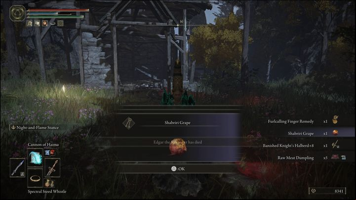Aside from the grape, defeating him also yields his halberd, instantly upgraded to level 8 - Elden Ring: Hyetta - walkthrough - Quests - Elden Ring Guide