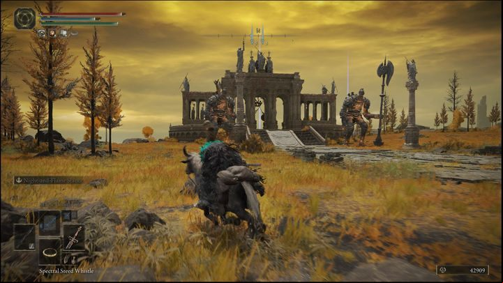 Corhyn is found on a road north of Altus Highway Junction, next to a monument with a map - Elden Ring: Brother Corhyn / Goldmask - walkthrough - Quests - Elden Ring Guide