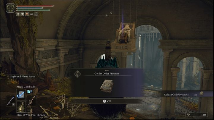 Golden Order Principia is received after defeating Godfrey, First Elden Lord - Elden Ring: Brother Corhyn / Goldmask - walkthrough - Quests - Elden Ring Guide