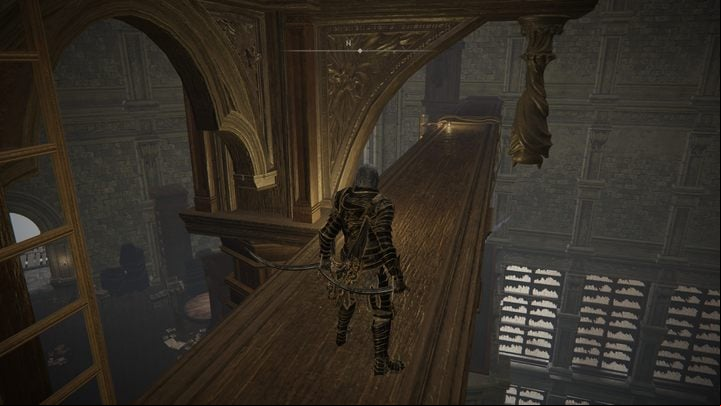 After reaching the highest, seventh floor (where a Site of Grace is located), you will need to get through a platform section on wooden beams leading even higher - Shadow of the Erdtree: How to open the age behind the headless statue? - Secret locations - Elden Ring Guide