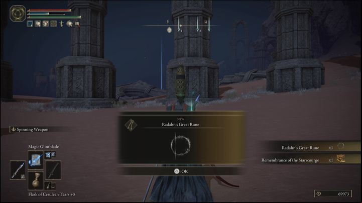 Defeating Starscourge Radahn rewards you with 70,000 Runes, Radahn's Great Rune and Remembrance of the Starscourge - Elden Ring: How to beat Starscourge Radahn? - Caelid - Elden Ring Guide