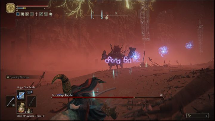 Radahn can also conjure small meteorites - Elden Ring: How to beat Starscourge Radahn? - Caelid - Elden Ring Guide