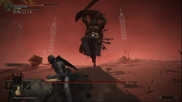 During the fight, try to be behind his back as often as possible - Elden Ring: How to beat Starscourge Radahn? - Caelid - Elden Ring Guide