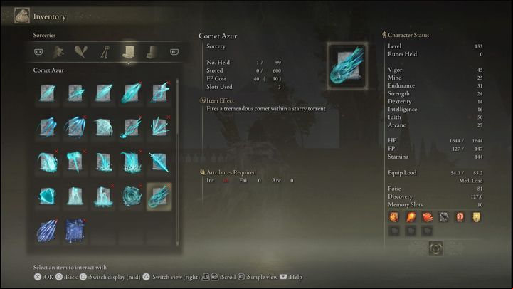 Comet Azur is unique in one aspect - it is the most powerful spell in PvE and the weakest one in PvP - Elden Ring: Best Sorceries - list - Basics - Elden Ring Guide