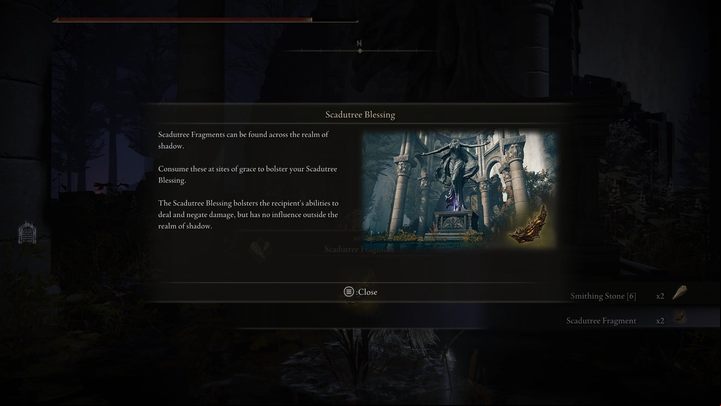 Scadutree Fragments are shards of Scadutree, a huge tree that grows in the Land of Shadow - Shadow of the Erdtree: What are Scadurtree Fragments? - FAQ - Elden Ring Guide