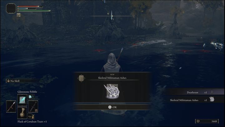Skeletal Militiaman Ashes are awarded for defeating Tibia Mariner, whom you can locate by finding the marked location on your map - Elden Ring: Ashes of War and Spirit Ashes (Limgrave) - list of all - Limgrave - Elden Ring Guide