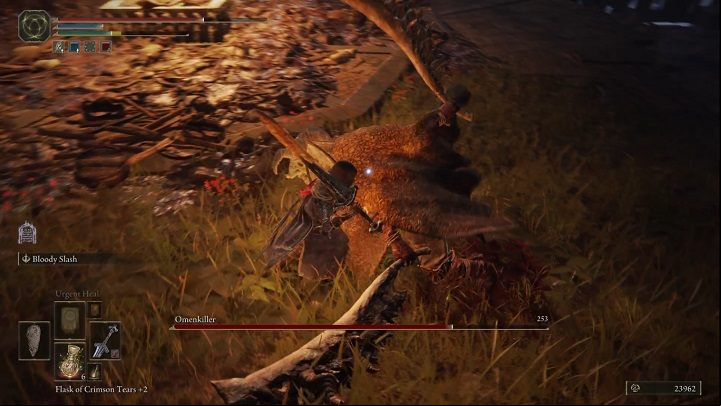 If you have a great weapon that places bleed or frostbite statuses, the fight should be easy - Elden Ring: How to beat Omenkiller? - Liurnia of the Lakes - Elden Ring Guide