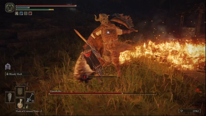 Moreover, Omenkiller can breathe fire if you are directly in front of you - Elden Ring: How to beat Omenkiller? - Liurnia of the Lakes - Elden Ring Guide