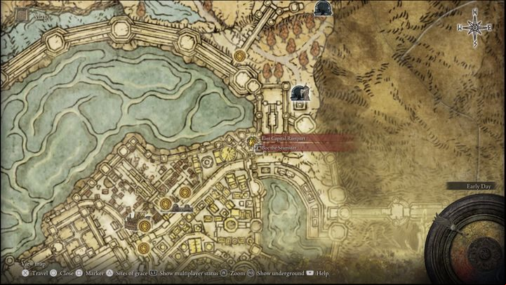 Boc will finally go to Leyndell, Royal Capital , and more precisely, he can be found at East Capital Rampart site of grace - Elden Ring: Boc the Seamster questline - walkthrough, solution - Quests - Elden Ring Guide