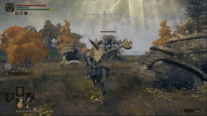 When using Torrent, is to the best to circle around the opponent, dealing powerful or fast attacks at its back - Elden Ring: How to beat Erdtree Avatar? - Weeping Peninsula - Elden Ring Guide