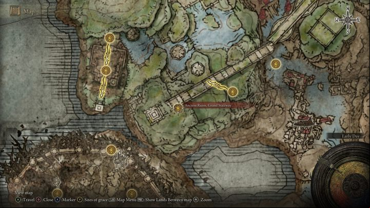 You can get to this place after a long descent and using the elevator west of here - Shadow of the Erdtree: All Sites of Grace in minor regions map - Secrets and Collectibles - Elden Ring Guide