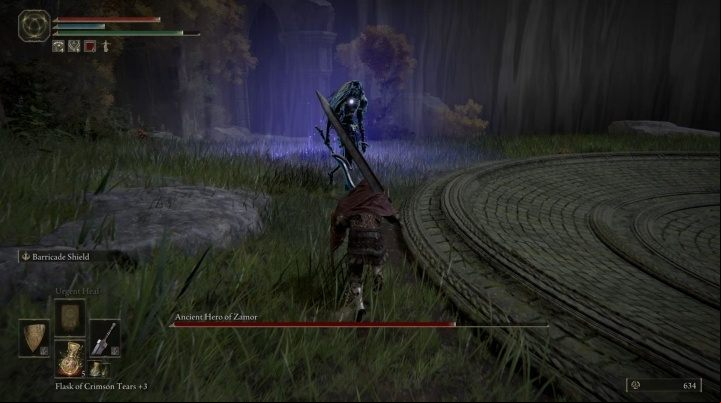 The second phase starts around 50% of the boss's HP - Elden Ring: How to beat Ancient Hero of Zamor? - Weeping Peninsula - Elden Ring Guide
