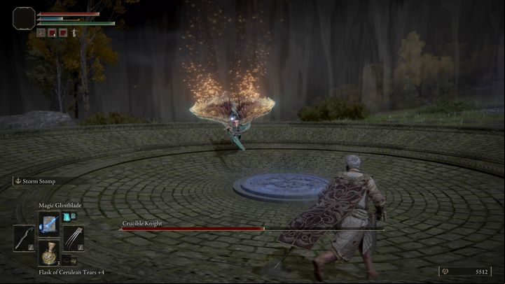 The Crucible Knight can also attack with his tail - Elden Ring: How to beat Crucible Knight? - Stormhill - Elden Ring Guide
