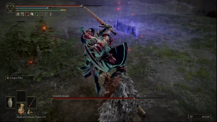 If you defend yourself with a shield, you will most likely be stunned and unable to do anything for a short time - Elden Ring: How to beat Crucible Knight? - Stormhill - Elden Ring Guide