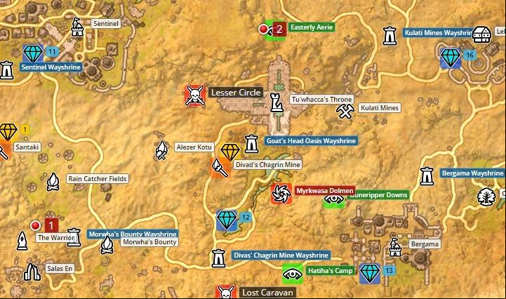 Map of Alikr Desert. - Psijic Order missions in The Elder Scrolls Online Summerset - Psijic Order - The Elder Scrolls Online Guide