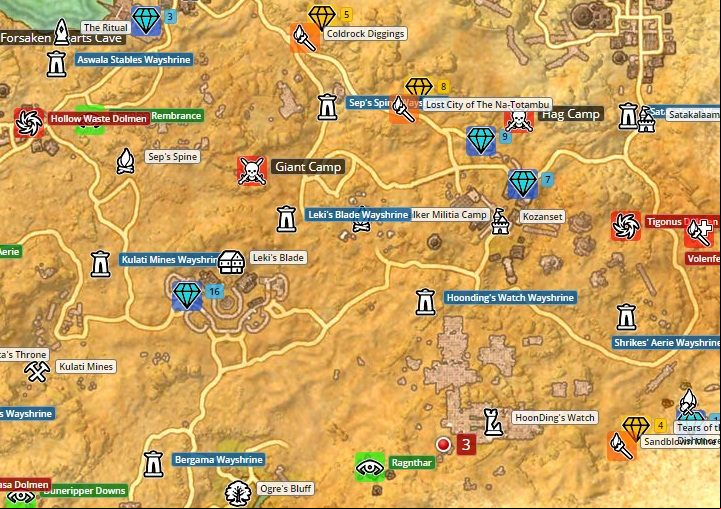 Map of Alikr Desert. - Psijic Order missions in The Elder Scrolls Online Summerset - Psijic Order - The Elder Scrolls Online Guide