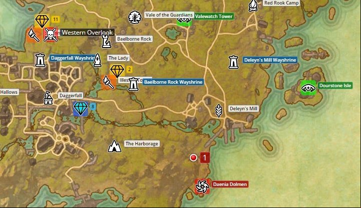 Map of Glenumbra. - Psijic Order missions in The Elder Scrolls Online Summerset - Psijic Order - The Elder Scrolls Online Guide
