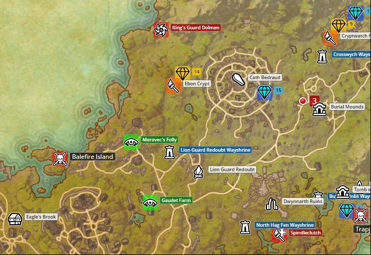 Map of Glenumbra. - Psijic Order missions in The Elder Scrolls Online Summerset - Psijic Order - The Elder Scrolls Online Guide