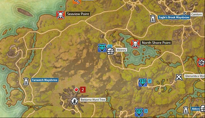 Map of Glenumbra. - Psijic Order missions in The Elder Scrolls Online Summerset - Psijic Order - The Elder Scrolls Online Guide