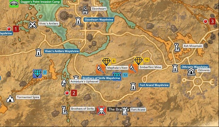 Map of Stonefalls. - Psijic Order missions in The Elder Scrolls Online Summerset - Psijic Order - The Elder Scrolls Online Guide