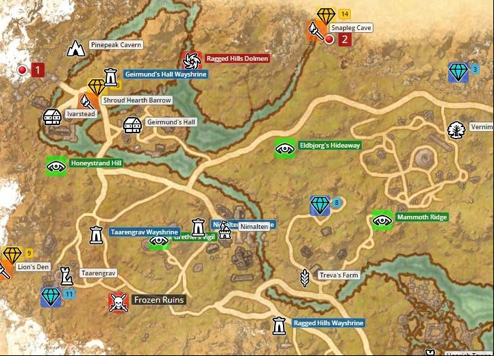 Map of The Rift. - Psijic Order missions in The Elder Scrolls Online Summerset - Psijic Order - The Elder Scrolls Online Guide